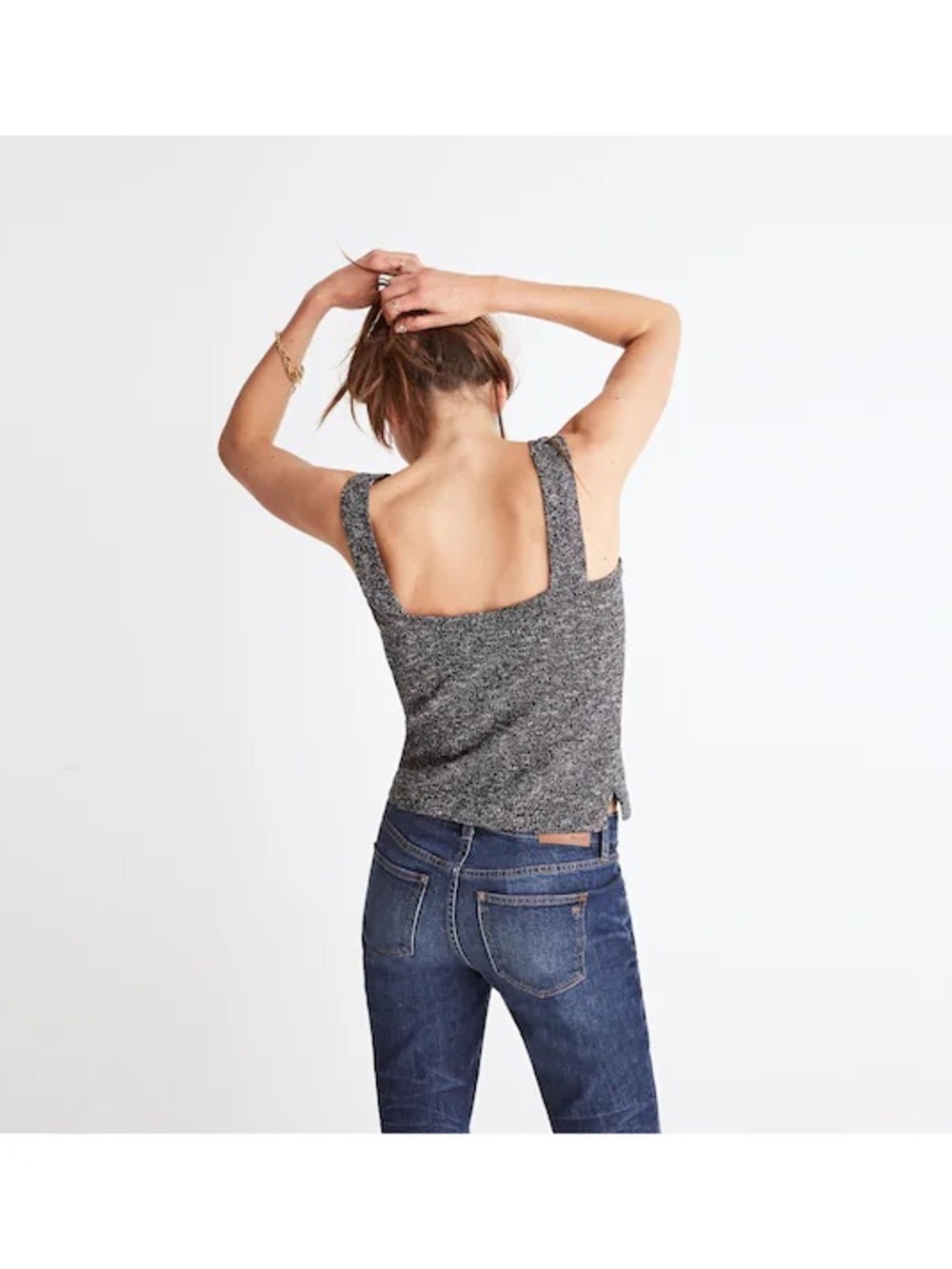 Madewell Square Neck Button Front Sweater Tank Cropped Knit Top - Picture 5 of 8